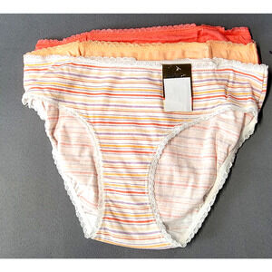 Secret Treasure 3-Pack Bikini Panties Womens XS(4) Cotton Blend Striped New